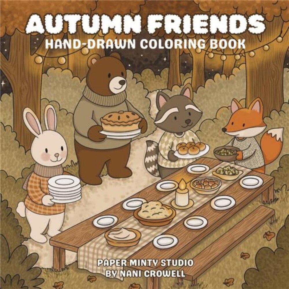 Autumn Friends: A‎ Cozy Hand-Drawn Coloring Book of Woodland Animals and Fall
